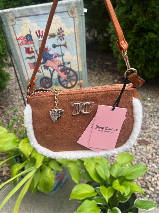 Juicy Couture Handbags - Juicy Couture Brown Suede & White Shearling Trim NWT $49 8 x 5 1/2